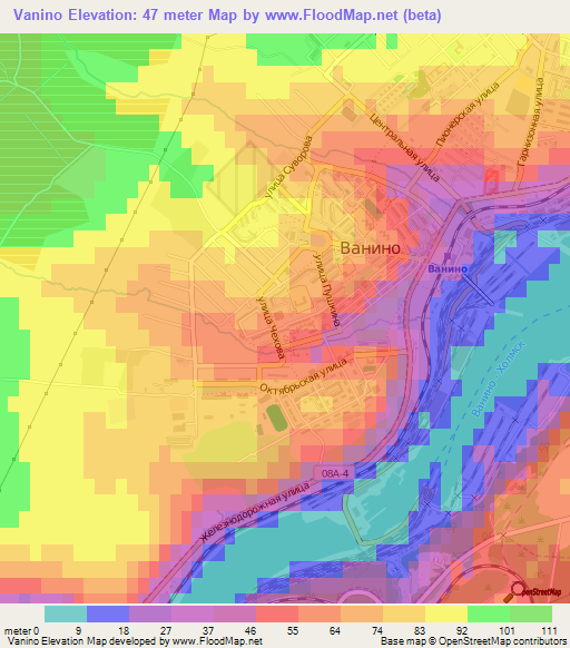 Vanino,Russia Elevation Map