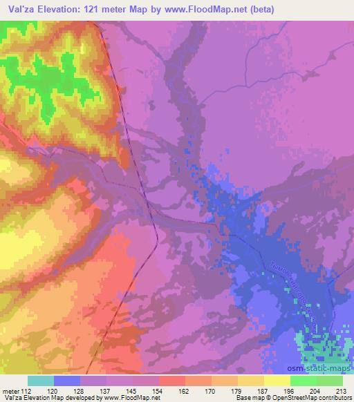 Val'za,Russia Elevation Map