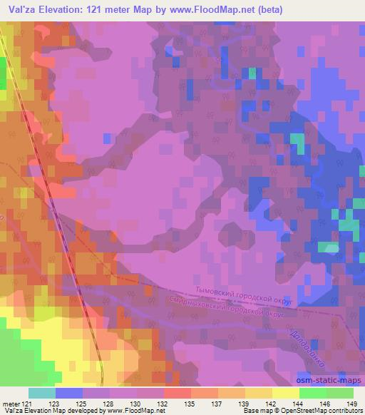 Val'za,Russia Elevation Map