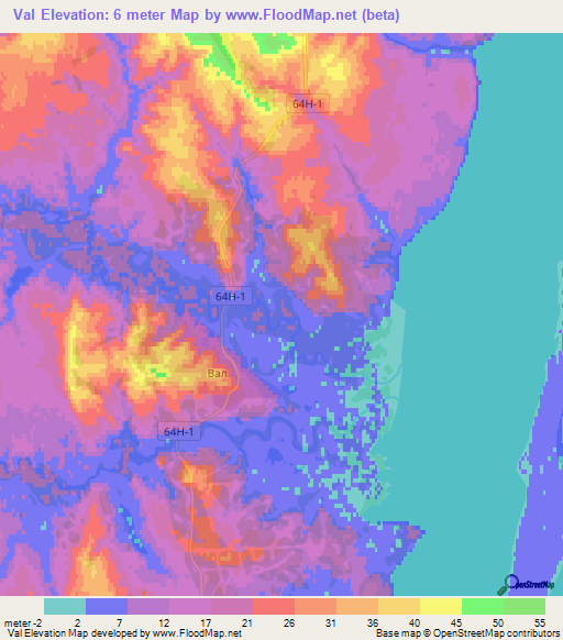 Val,Russia Elevation Map