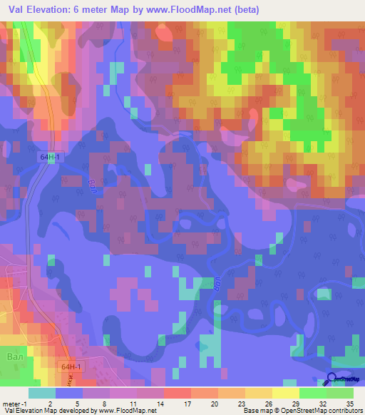 Val,Russia Elevation Map