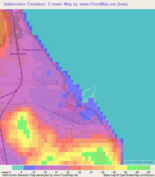 Vakhrushev,Russia Elevation Map