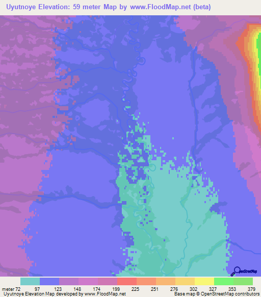 Uyutnoye,Russia Elevation Map