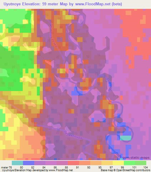 Uyutnoye,Russia Elevation Map