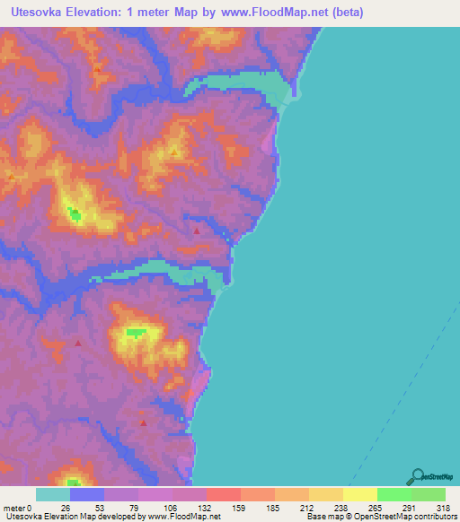 Utesovka,Russia Elevation Map