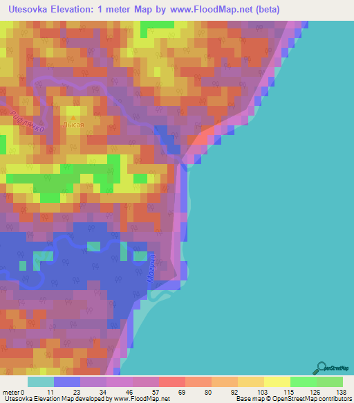 Utesovka,Russia Elevation Map