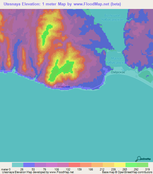 Utesnaya,Russia Elevation Map