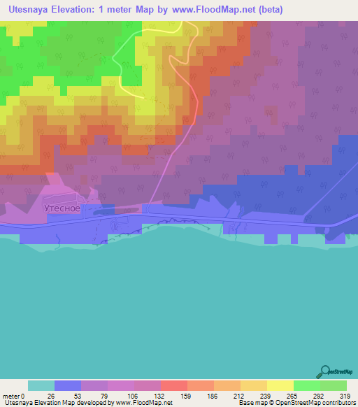 Utesnaya,Russia Elevation Map