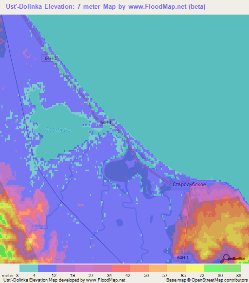 Ust'-Dolinka,Russia Elevation Map