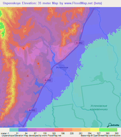 Uspenskoye,Russia Elevation Map