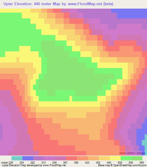 Uptar,Russia Elevation Map