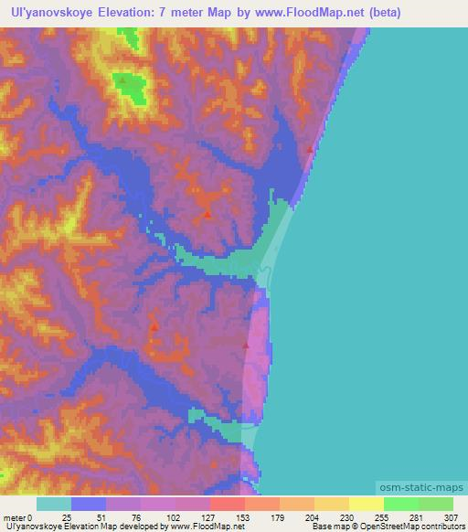 Ul'yanovskoye,Russia Elevation Map