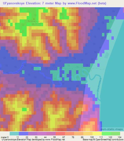 Ul'yanovskoye,Russia Elevation Map