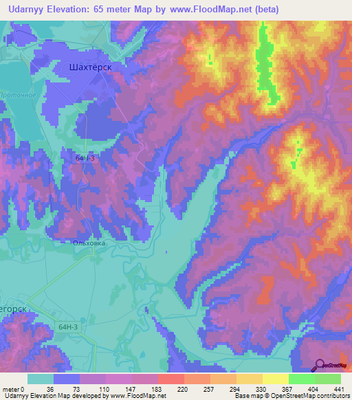 Udarnyy,Russia Elevation Map