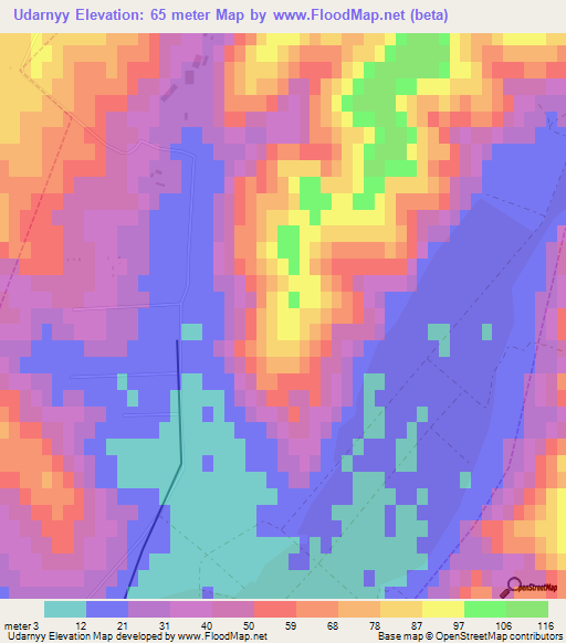 Udarnyy,Russia Elevation Map