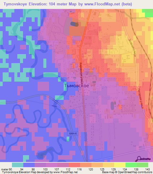 Tymovskoye,Russia Elevation Map