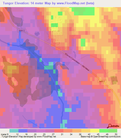 Tungor,Russia Elevation Map