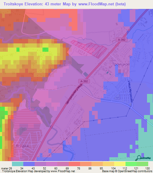 Troitskoye,Russia Elevation Map