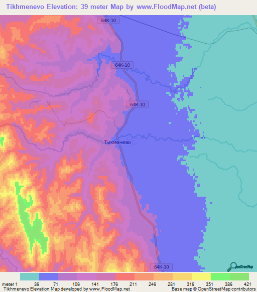 Tikhmenevo,Russia Elevation Map