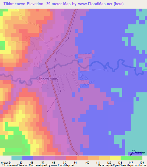 Tikhmenevo,Russia Elevation Map