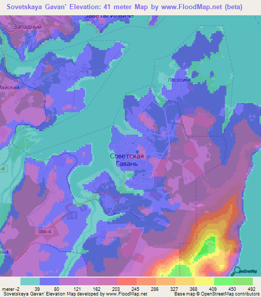 Sovetskaya Gavan',Russia Elevation Map