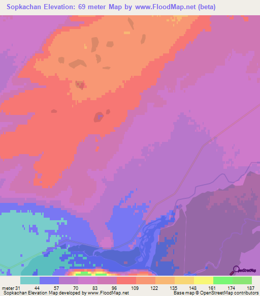 Sopkachan,Russia Elevation Map