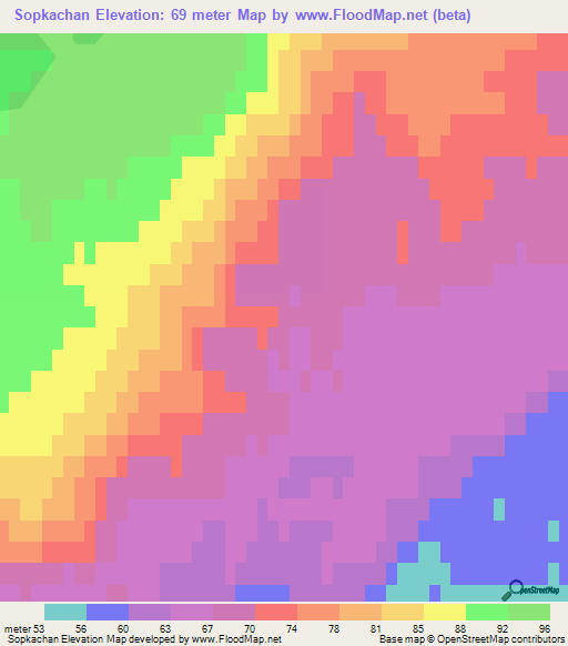 Sopkachan,Russia Elevation Map