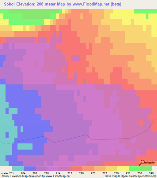 Sokol,Russia Elevation Map