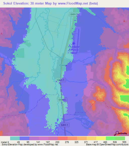 Sokol,Russia Elevation Map