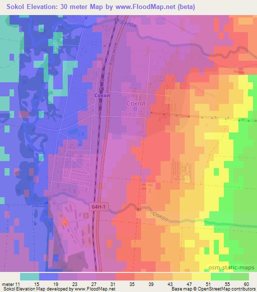 Sokol,Russia Elevation Map