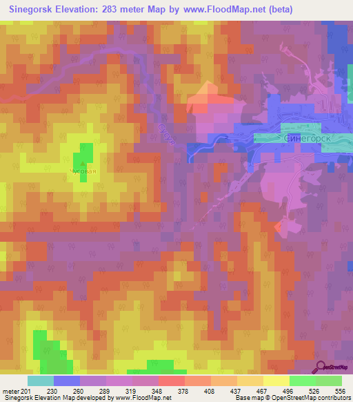 Sinegorsk,Russia Elevation Map