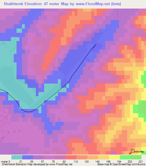 Shakhtersk,Russia Elevation Map