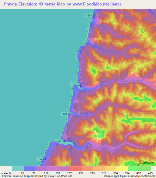 Pravda,Russia Elevation Map