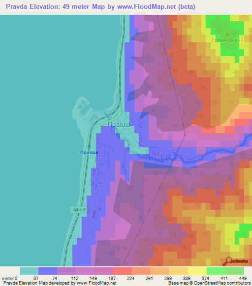 Pravda,Russia Elevation Map