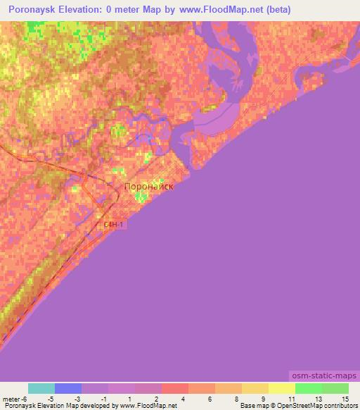 Poronaysk,Russia Elevation Map