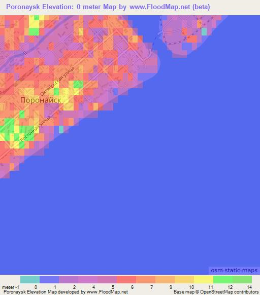 Poronaysk,Russia Elevation Map