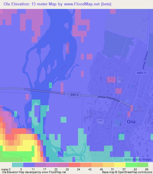 Ola,Russia Elevation Map