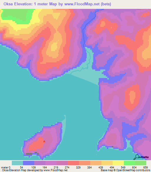 Oksa,Russia Elevation Map