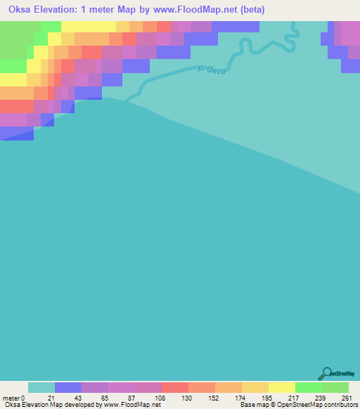 Oksa,Russia Elevation Map