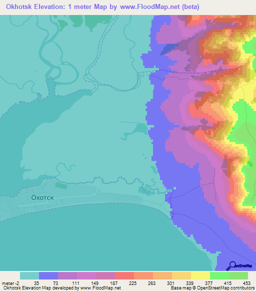 Okhotsk,Russia Elevation Map