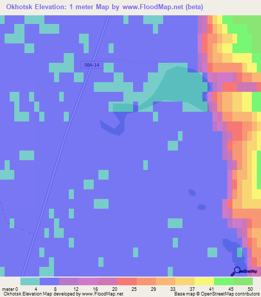 Okhotsk,Russia Elevation Map