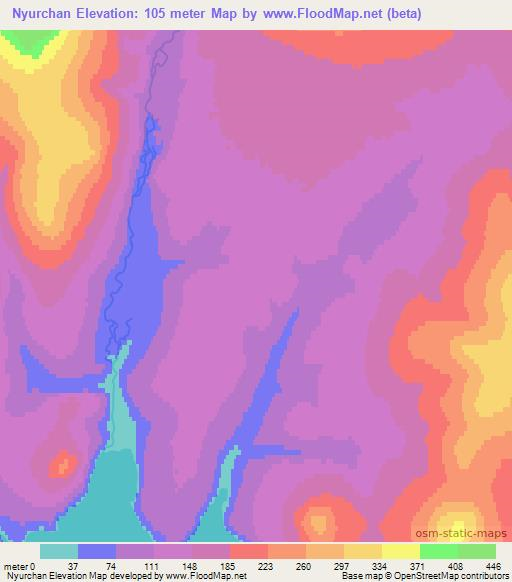 Nyurchan,Russia Elevation Map