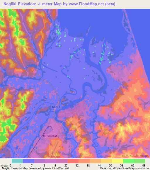 Nogliki,Russia Elevation Map