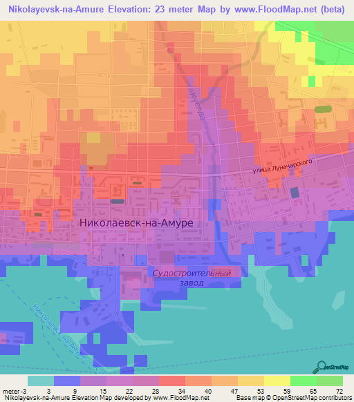 Nikolayevsk-na-Amure,Russia Elevation Map