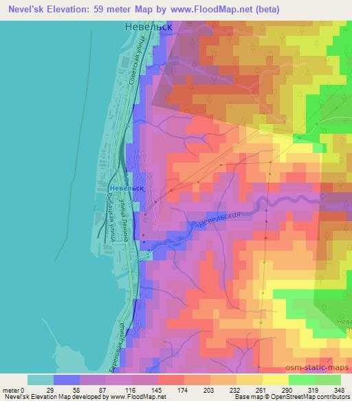 Nevel'sk,Russia Elevation Map