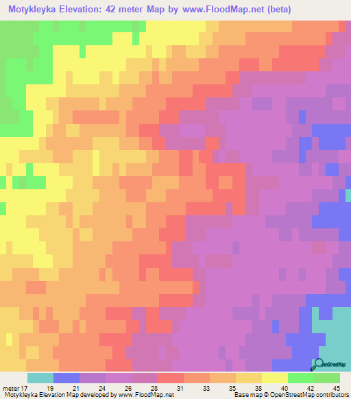 Motykleyka,Russia Elevation Map