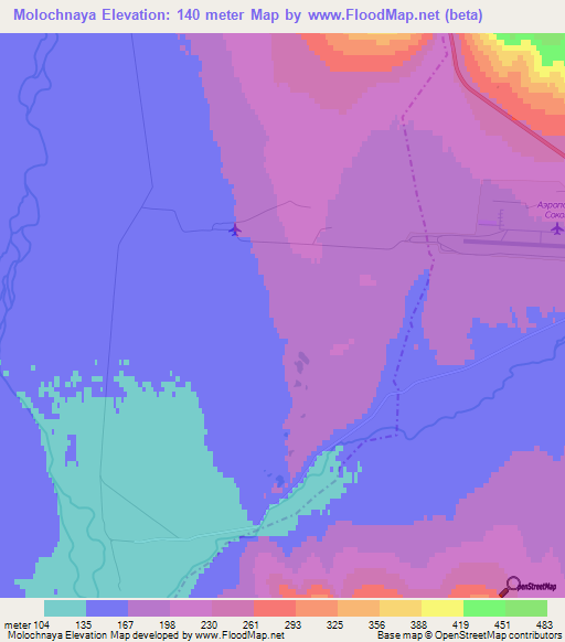 Molochnaya,Russia Elevation Map