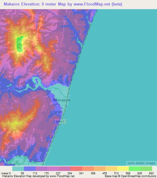 Makarov,Russia Elevation Map