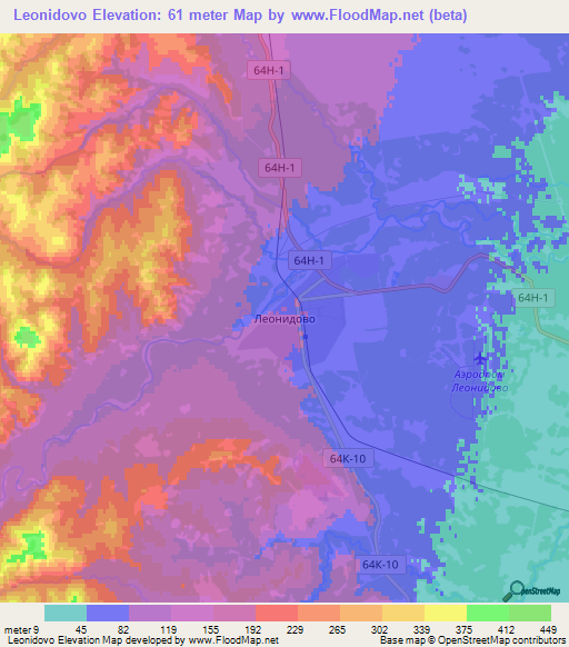 Leonidovo,Russia Elevation Map