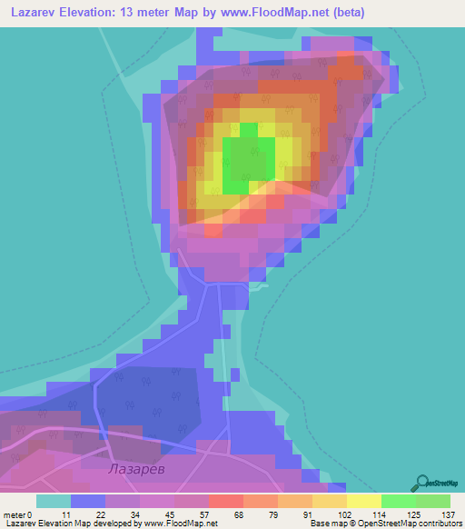 Lazarev,Russia Elevation Map